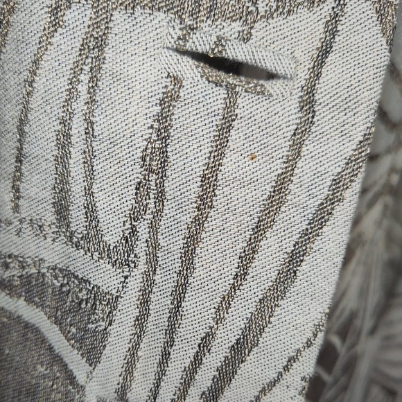 Lafayette 148 Leaf Patterned Blazer Zebra Stripe Tan Khaki Mandarin Type Collar - Picture 7 of 10